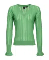 Pinko Pattern Wool Blend Sweater In Green