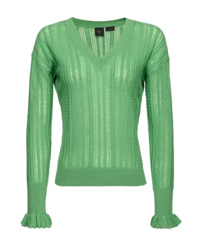 Pinko Pattern Wool Blend Sweater In Green