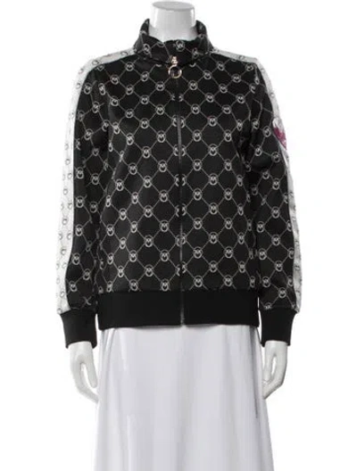 Pre-owned Pinko Patterned Bomber Jacket In Black