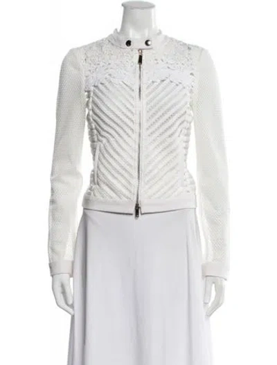 Pre-owned Pinko Patterned Bomber Jacket In White