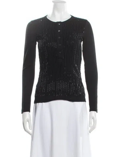 Pre-owned Pinko Patterned Crew Neck Sweater In Black