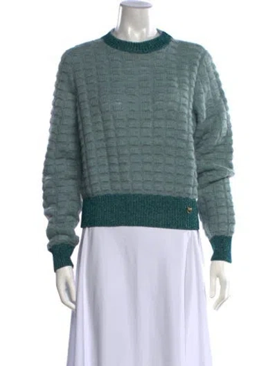Pre-owned Pinko Patterned Crew Neck Sweater In Blue/green