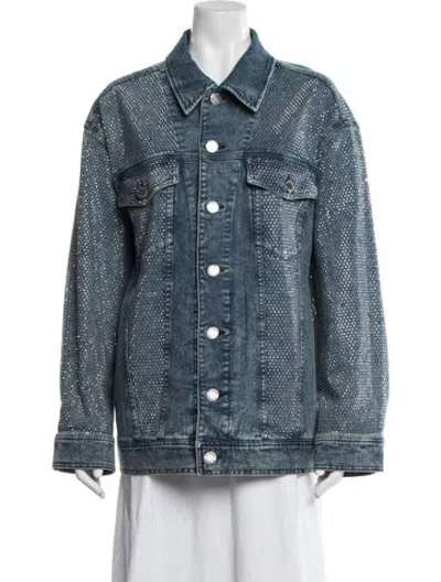 Pre-owned Pinko Patterned Denim Jacket W/ Tags In Blue