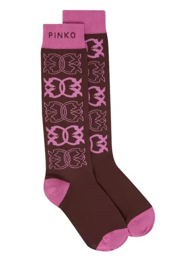 Pinko Patterned Knee-high Socks In Pink