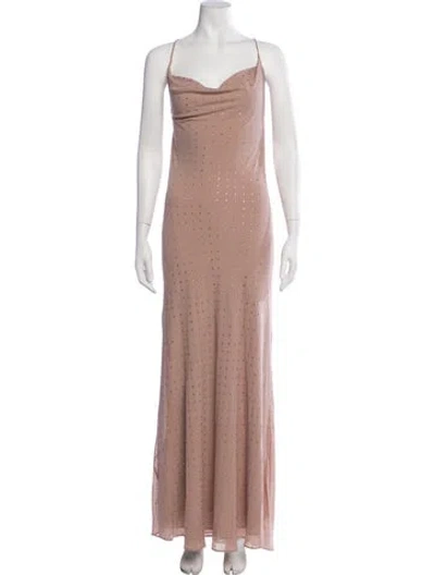 Pre-owned Pinko Patterned Long Dress W/ Tags In Pink