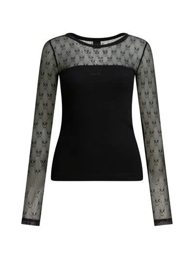 Pinko Patterned Long-sleeve T-shirt In Black