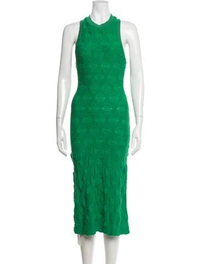 Pre-owned Pinko Patterned Midi Length Dress In Green