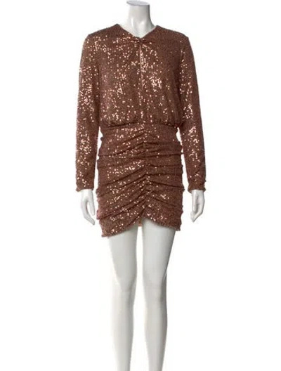 Pre-owned Pinko Patterned Mini Dress In Brown