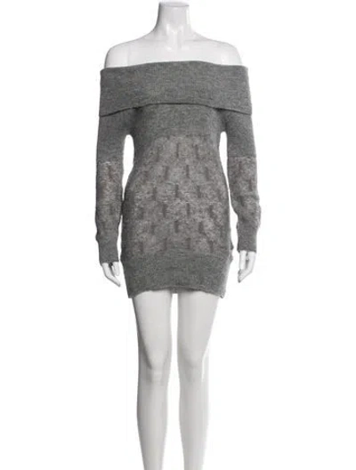 Pre-owned Pinko Patterned Mini Dress In Gray