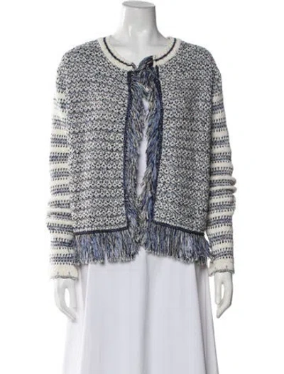 Pre-owned Pinko Patterned Open Front Sweater In Blue