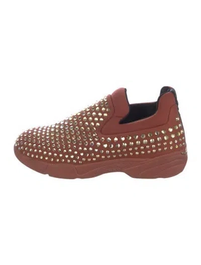 Pre-owned Pinko Patterned Studded Accents Sneakers In Brown