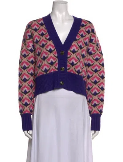 Pre-owned Pinko Patterned V-neck Sweater In Purple
