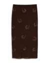 Pinko Georgette Skirt With Rhinestone Swirls In Coffee Bean Brown