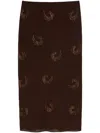 Pinko Georgette Skirt With Rhinestone Swirls In Brown