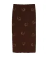 Pinko Georgette Skirt With Rhinestone Swirls In Brown