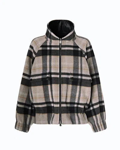 PINKO - PEA COAT WITH ZIP AND CHECK PATTERN - XXS