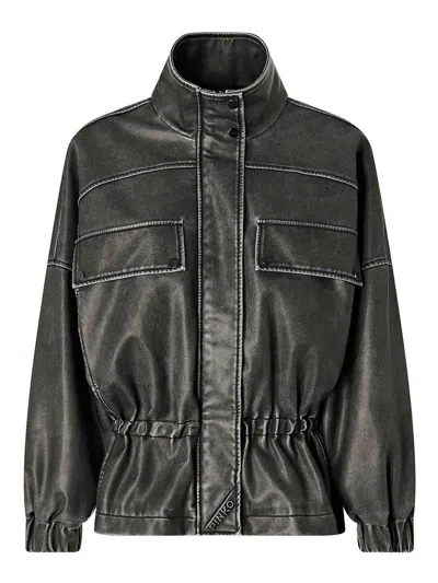 Pinko Peacoat With A Vintage Finish In Black