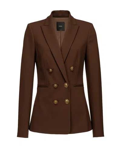 Pinko Peak-lapel Double-breasted Blazer In Brown