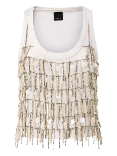 PINKO PEARL-EMBELLISHED TANK TOP