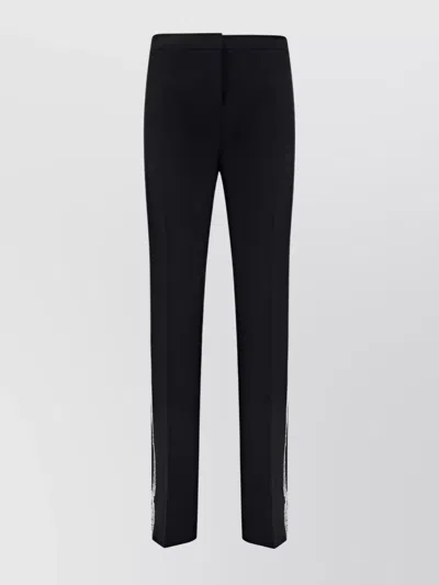 Pinko Pearl Side Embellished Straight Leg Trousers In Black