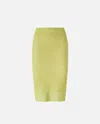 Pinko Pencil Skirt With Openwork Knit In Chartreuse Green