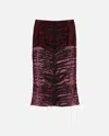 Pinko Pencil Skirt With Zebra-effect Sequin Embroidery In Burgundy/black