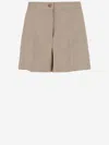 Pinko Penny Elegant Shorts With Side Pockets In Beige