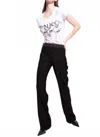 Pinko Pepita Trouser With Studded Waistband In Black In Black