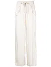 Pinko Wide-leg Twill Trousers In White