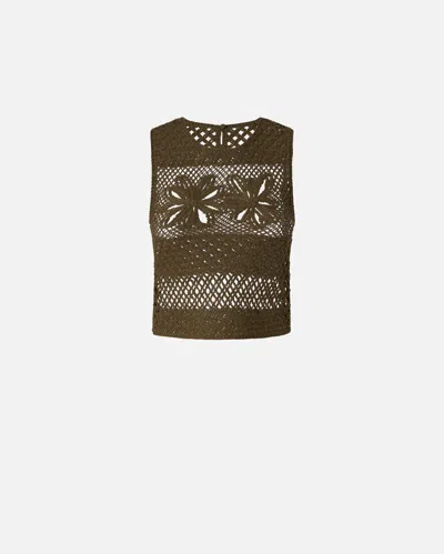 PINKO TOP SANS MANCHES EN CROCHET AJOURÉ