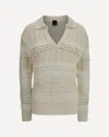 Pinko Textured Knit White Sweater With Stylish Collar
