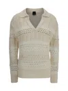 Pinko Perforated Design Women's Sweater In Bianco/bianco