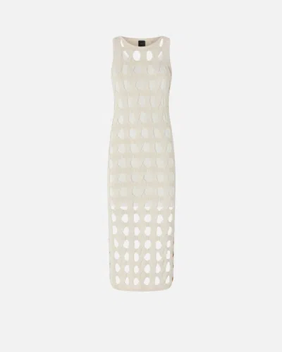 Pinko Perforated Knit Midi Dress In Swan White