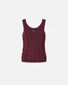 Shop Pinko Débardeur En Maille Ajourée In Intense Burgundy