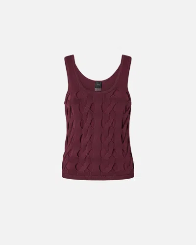Pinko Perforated Knit Tank Top In Intense Burgundy