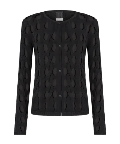 Pinko Perforated Knitted Cardigan In Black