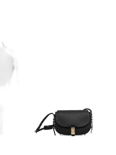 Pinko Perforated Logo-plaque Crossbody Bag In Black