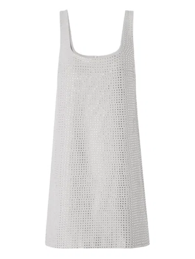 Pinko Perforated Square Neck Midi Dress In White