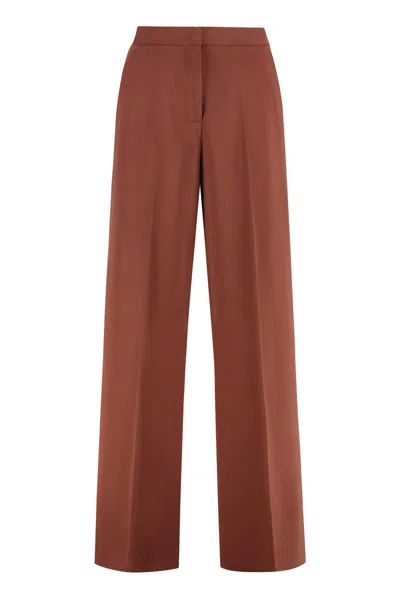 Pinko Pergamino High-waist Wide-leg Trousers In Brown