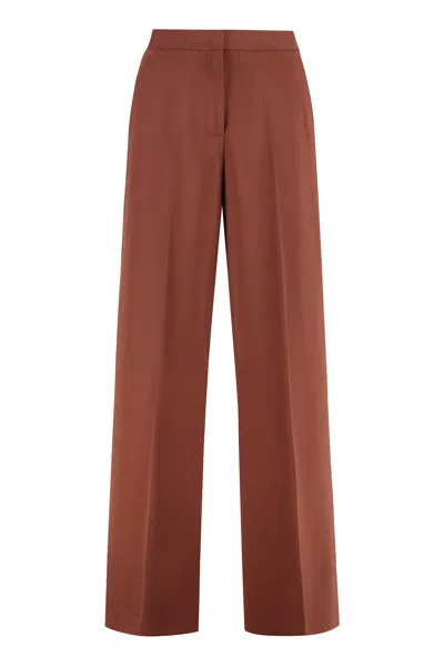 Pinko Pergamino High-waist Wide-leg Trousers In Brown
