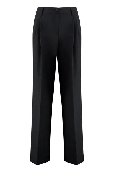 Pinko Crepe Fabric Wide-leg Trousers In Black