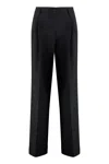 Pinko Crepe Fabric Wide-leg Trousers In Black