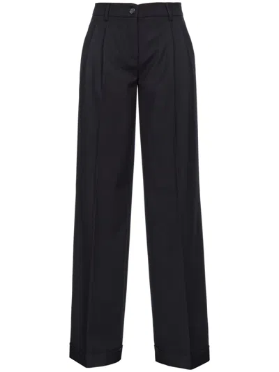 Pinko Wide-leg Trousers With Pleated Front In Blue
