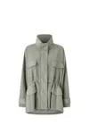 Pinko Technical Parka With Rhinestone-effect Mini Studs In Grey