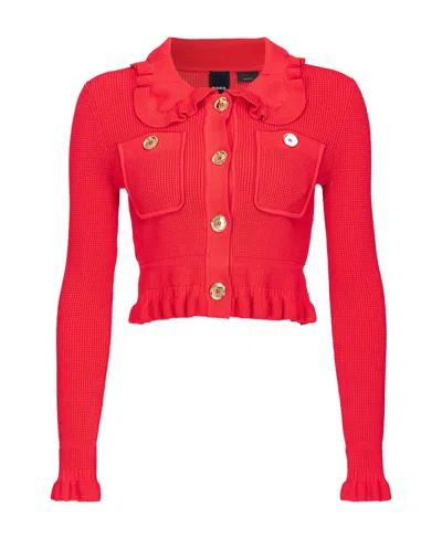Pinko Small Knit Jacket In Rouge Formule 1