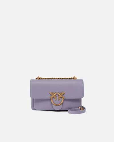 Pinko Love Bag Crossbody Bag In Soft Leather In Ash Purple-antique Gold