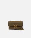 Pinko Love Bag Crossbody Bag In Soft Leather In Scricciolo-antique Gold