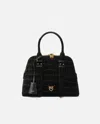 Pinko Escape Bag Small Handbag In Crocodile-print Leather In Black
