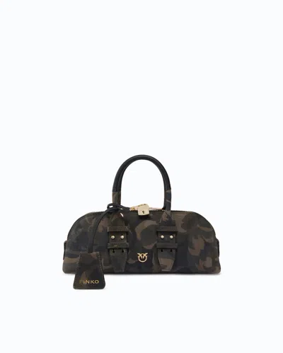 Pinko - Petit Sac À Main Escape Bag Horizontal En Daim Avec Imprimé Camouflage