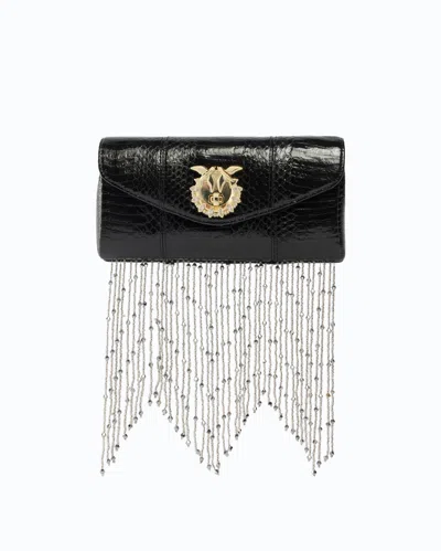 Pinko - Petit Sac À Main Love Bag Clutch En Ayers À Franges  Galleria In Black